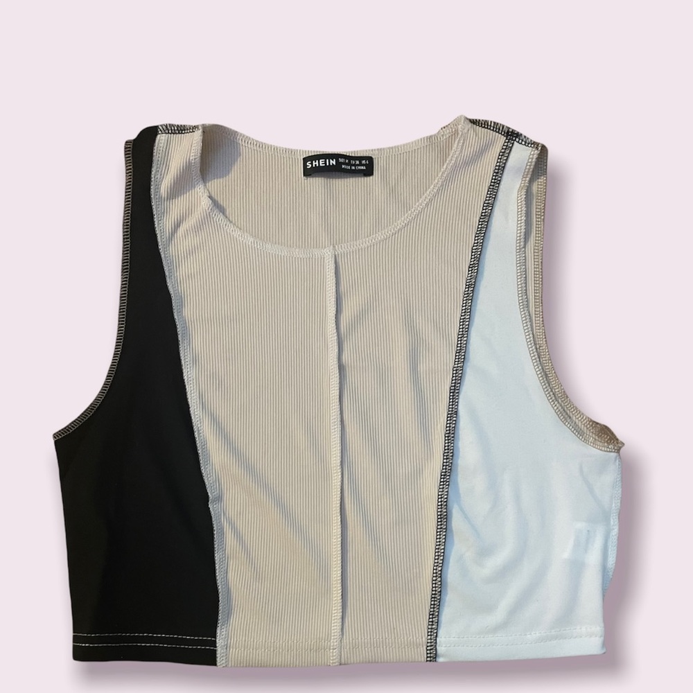 Shein color-block crop tank top